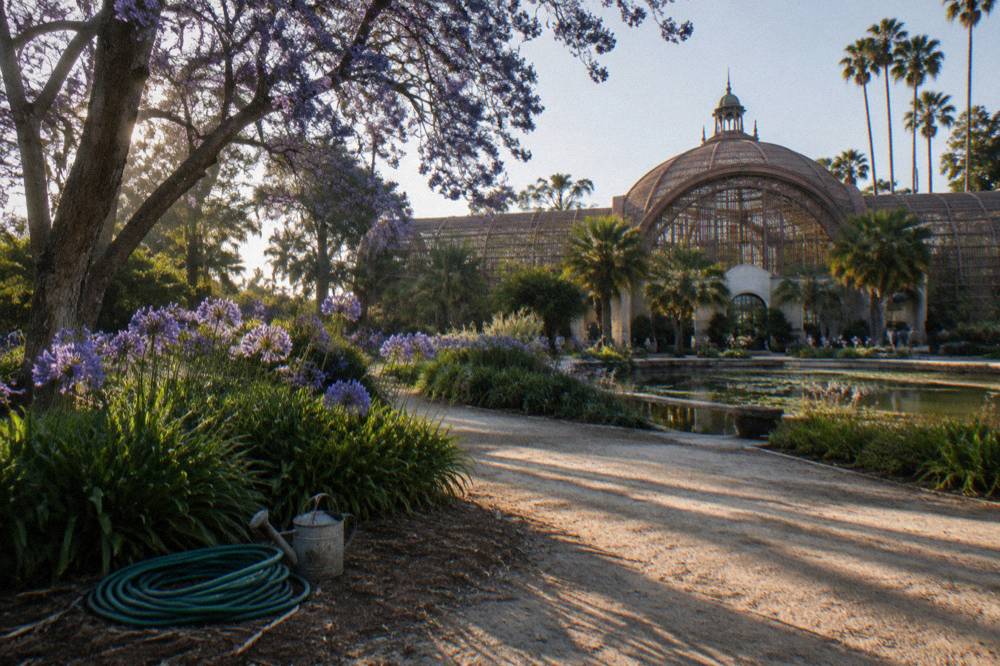 Planted gardens surrounding the Botanical Building at Balboa Park