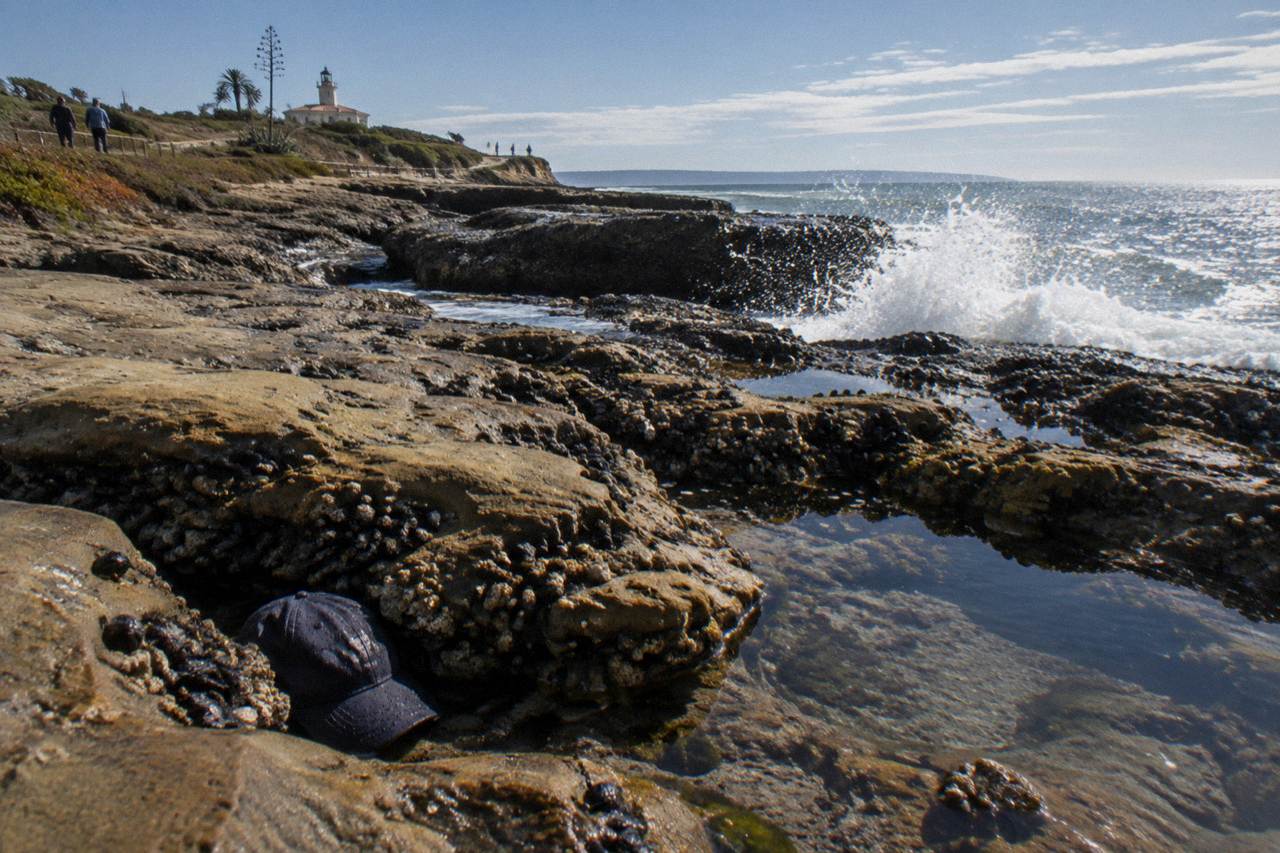 Rocky Point Loma shoreline below Cabrillo National Monument with the Pacific Ocean reaching to the horizon